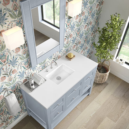 James Martin - Breckenridge 48" Single Vanity, Serenity Blue, w/ 3 CM White Zeus Quartz Top - 330-V48-SRB-3WZ view 7