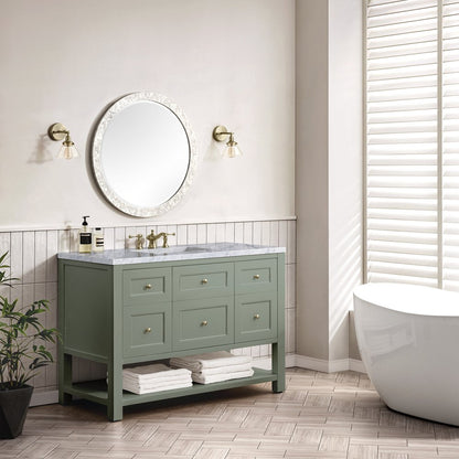 James Martin - Breckenridge 48" Single Vanity, Smokey Celadon w/ 3 CM Carrara Marble Top - 330-V48-SC-3CAR view 4
