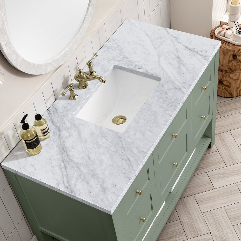 James Martin - Breckenridge 48" Single Vanity, Smokey Celadon w/ 3 CM Carrara Marble Top - 330-V48-SC-3CAR view 6