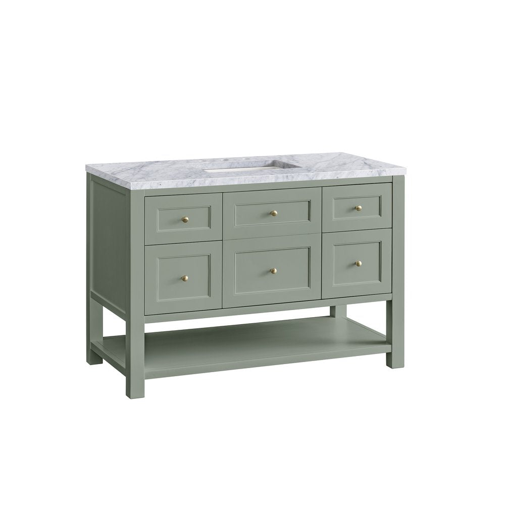 James Martin - Breckenridge 48" Single Vanity, Smokey Celadon w/ 3 CM Carrara Marble Top - 330-V48-SC-3CAR view 9