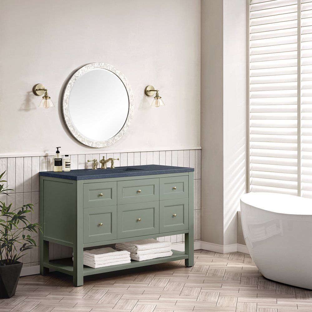James Martin - Breckenridge 48" Single Vanity, Smokey Celadon w/ 3 CM Charcoal Soapstone Top - 330-V48-SC-3CSP view 4