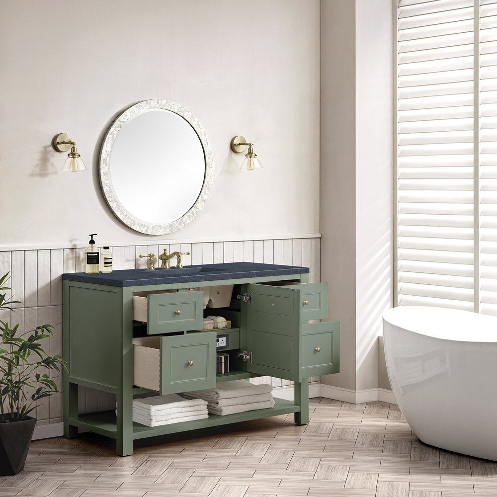 James Martin - Breckenridge 48" Single Vanity, Smokey Celadon w/ 3 CM Charcoal Soapstone Top - 330-V48-SC-3CSP view 5