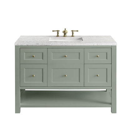 James Martin - Breckenridge 48" Single Vanity, Smokey Celadon w/ 3 CM Eternal Jasmine Pearl Top - 330-V48-SC-3EJP view 1