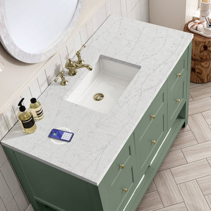 James Martin - Breckenridge 48" Single Vanity, Smokey Celadon w/ 3 CM Eternal Jasmine Pearl Top w/FreePower Wireless Charger - 330-V48-SC-FEJP view 4
