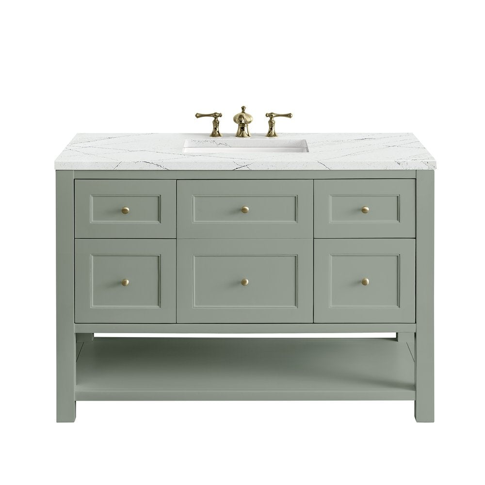 James Martin - Breckenridge 48" Single Vanity, Smokey Celadon w/ 3 CM Ethereal Noctis Top - 330-V48-SC-3ENC view 1