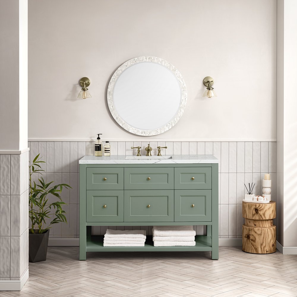 James Martin - Breckenridge 48" Single Vanity, Smokey Celadon w/ 3 CM Ethereal Noctis Top - 330-V48-SC-3ENC view 3