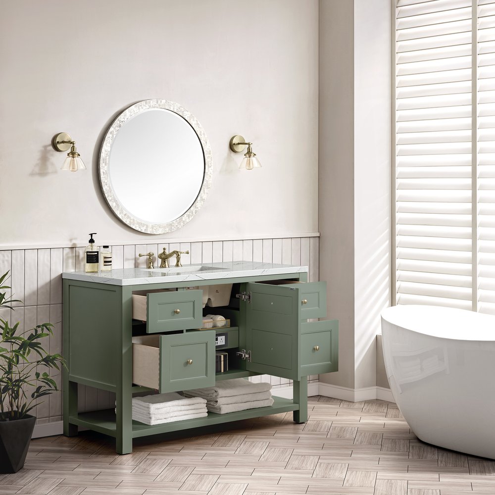 James Martin - Breckenridge 48" Single Vanity, Smokey Celadon w/ 3 CM Ethereal Noctis Top - 330-V48-SC-3ENC view 5