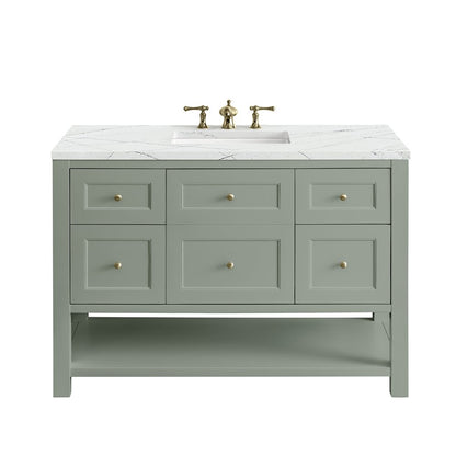 James Martin - Breckenridge 48" Single Vanity, Smokey Celadon w/ 3 CM Ethereal Noctis Top w/FreePower Wireless Charger - 330-V48-SC-FENC view 1