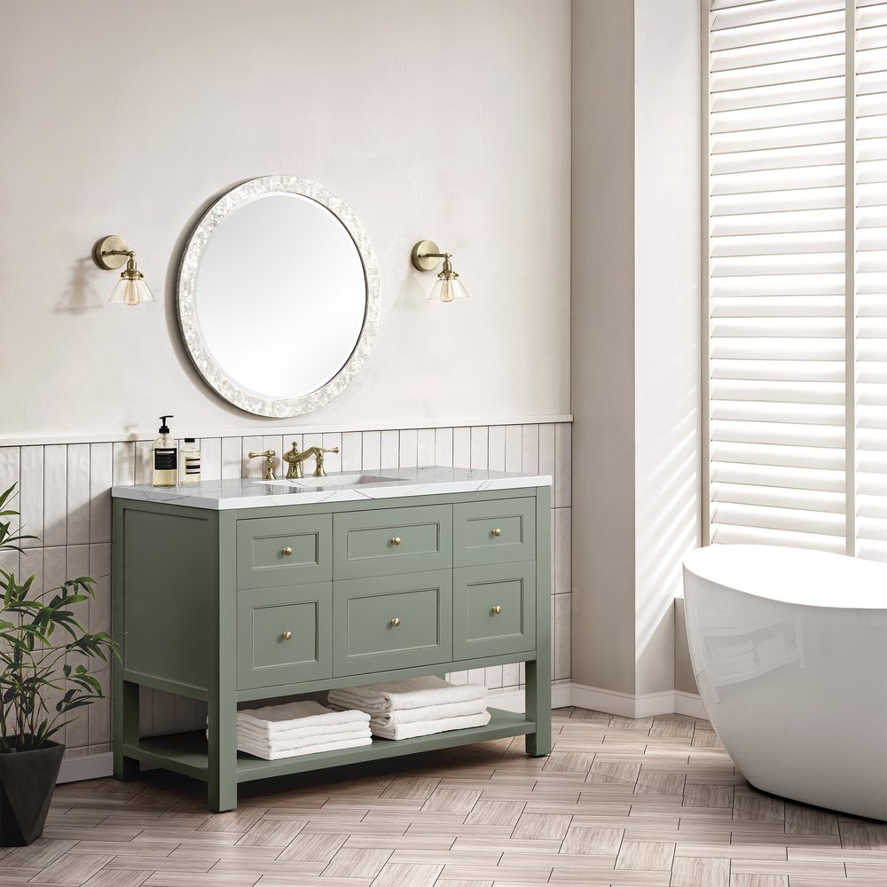 James Martin - Breckenridge 48" Single Vanity, Smokey Celadon w/ 3 CM Ethereal Noctis Top w/FreePower Wireless Charger - 330-V48-SC-FENC view 5