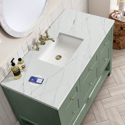 James Martin - Breckenridge 48" Single Vanity, Smokey Celadon w/ 3 CM Ethereal Noctis Top w/FreePower Wireless Charger - 330-V48-SC-FENC view 7