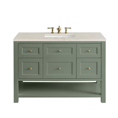 James Martin - Breckenridge 48" Single Vanity, Smokey Celadon, w/ 3 CM Siberian Silestone Top - 330-V48-SC-3SFR view 1