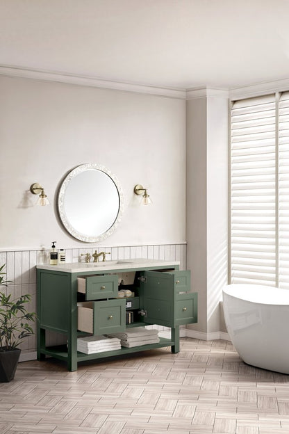 James Martin - Breckenridge 48" Single Vanity, Smokey Celadon, w/ 3 CM Siberian Silestone Top - 330-V48-SC-3SFR view 5