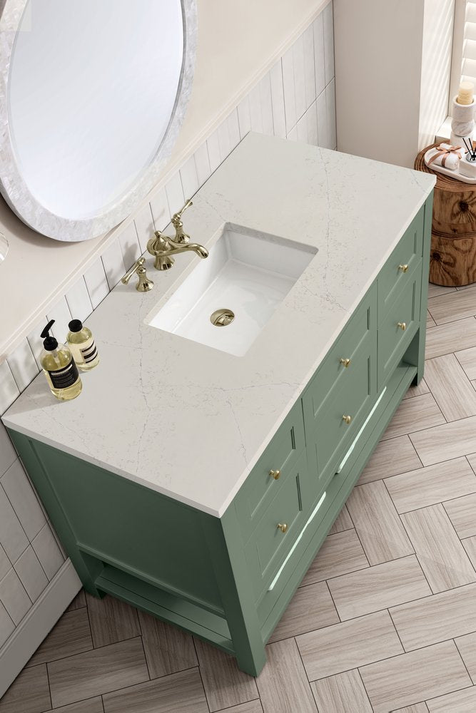 James Martin - Breckenridge 48" Single Vanity, Smokey Celadon, w/ 3 CM Siberian Silestone Top - 330-V48-SC-3SFR view 6