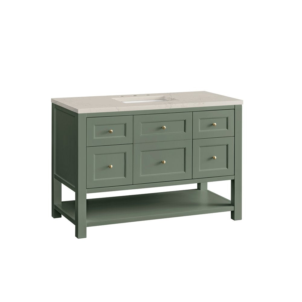 James Martin - Breckenridge 48" Single Vanity, Smokey Celadon, w/ 3 CM Siberian Silestone Top - 330-V48-SC-3SFR view 7