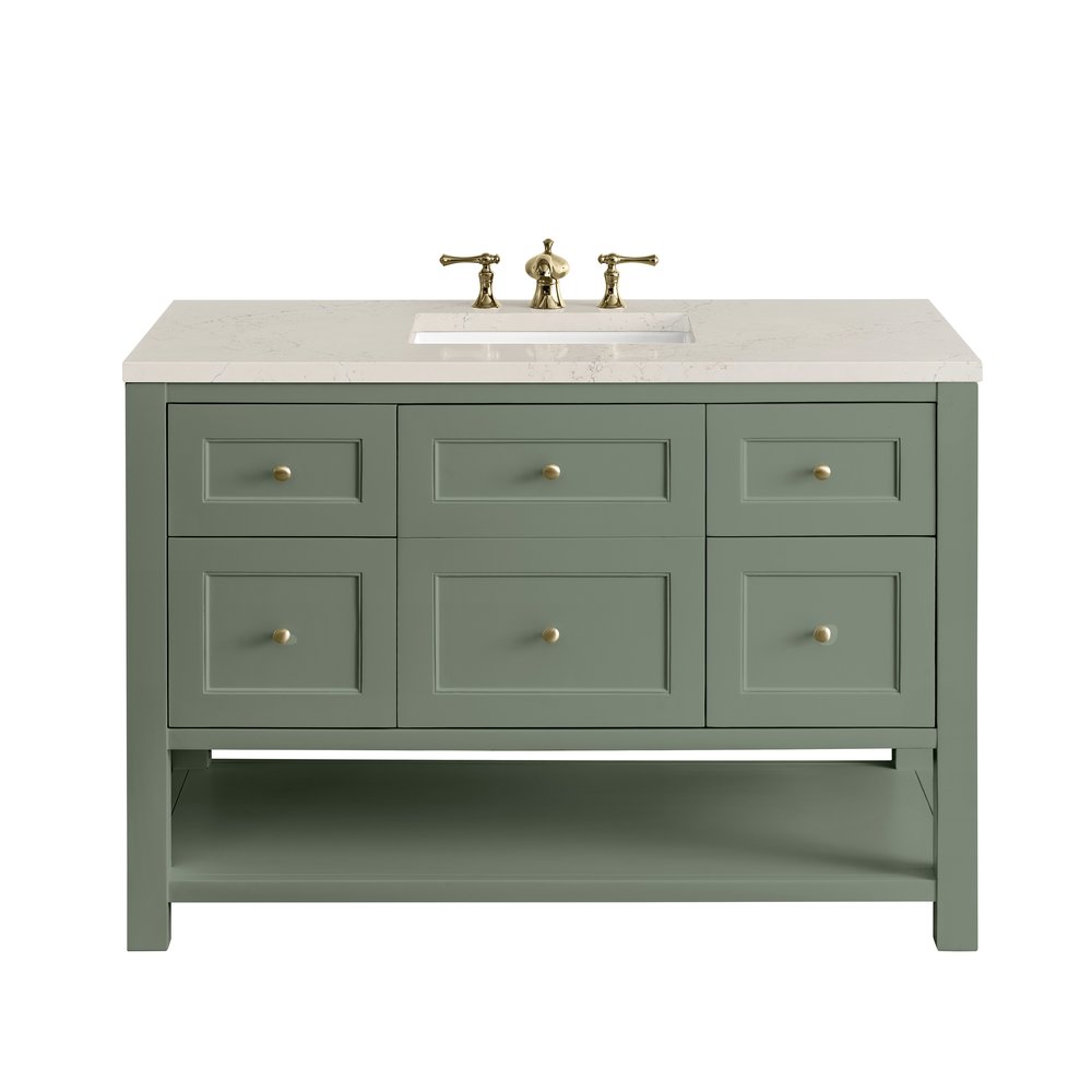 James Martin - Breckenridge 48" Single Vanity, Smokey Celadon, w/ 3 CM Siberian Silestone Top w/FreePower Wireless Charger - 330-V48-SC-FSFR view 1