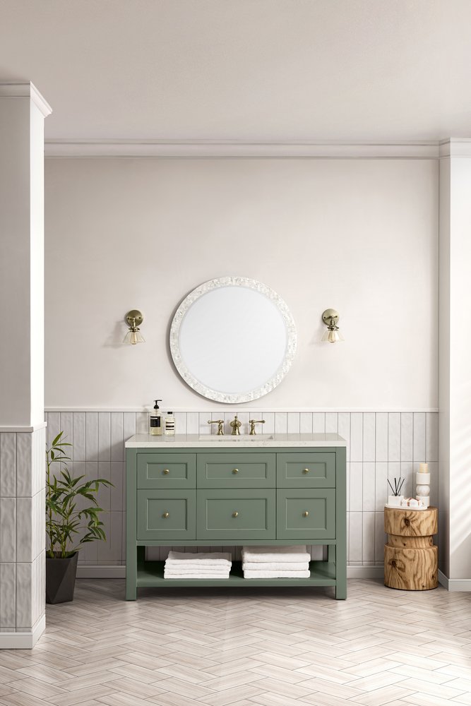 James Martin - Breckenridge 48" Single Vanity, Smokey Celadon, w/ 3 CM Siberian Silestone Top w/FreePower Wireless Charger - 330-V48-SC-FSFR view 3