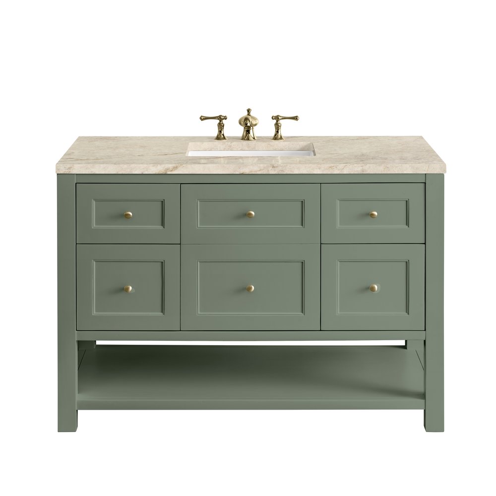 James Martin - Breckenridge 48" Single Vanity, Smokey Celadon, w/ 3 CM Tajnar Eclos Top - 330-V48-SC-3TJR view 1