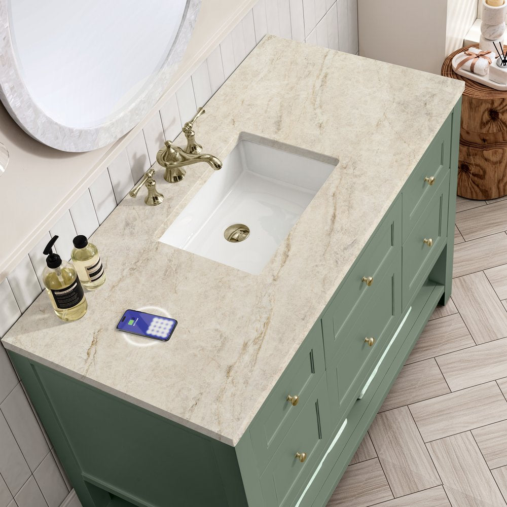 James Martin - Breckenridge 48" Single Vanity, Smokey Celadon, w/ 3 CM Tajnar Eclos Top w/FreePower Wireless Charger - 330-V48-SC-FTJR view 6