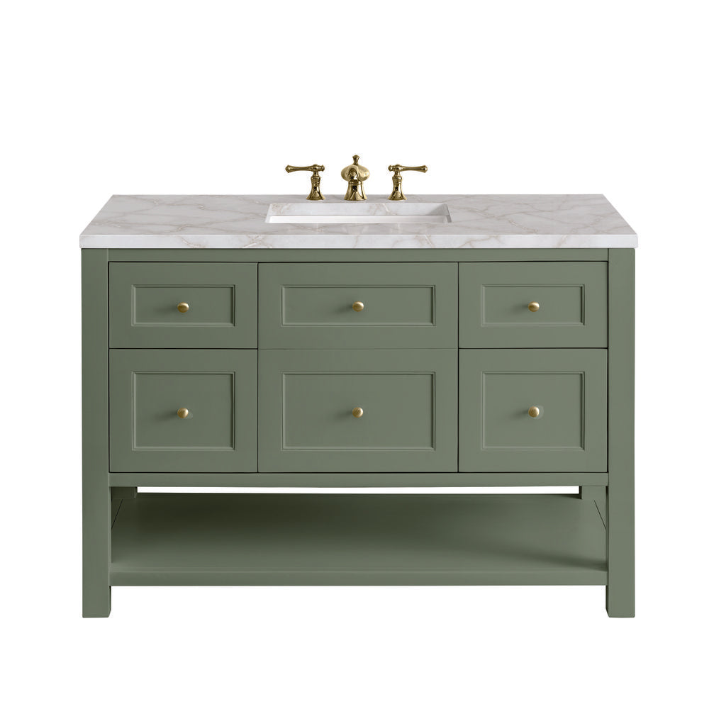 James Martin - Breckenridge 48" Single Vanity, Smokey Celadon w/ 3 CM Victorian Silver Top - 330-V48-SC-3VSL view 1