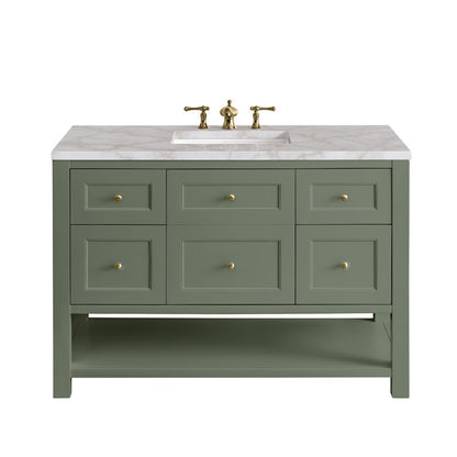 James Martin - Breckenridge 48" Single Vanity, Smokey Celadon w/ 3 CM Victorian Silver Top - 330-V48-SC-3VSL view 1