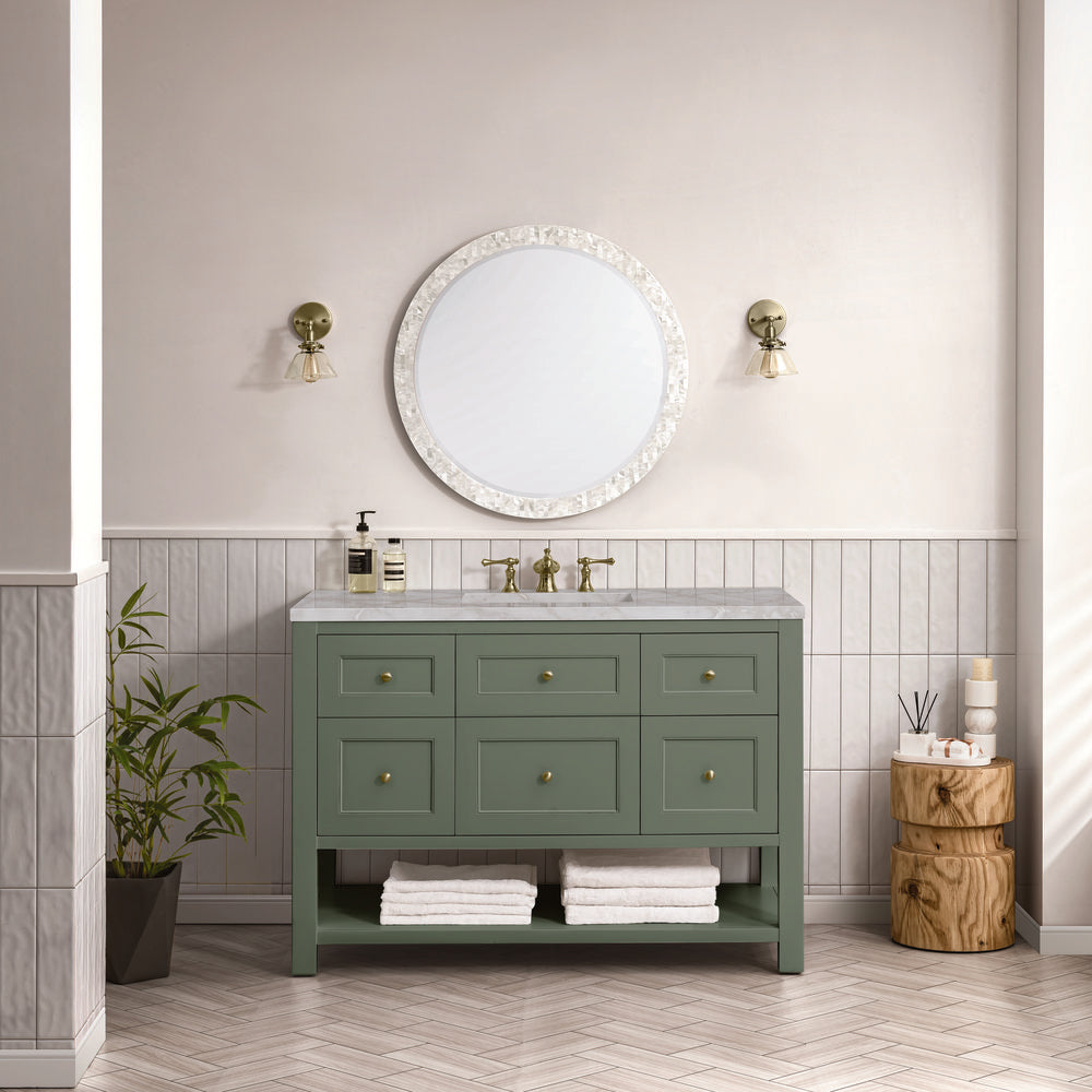 James Martin - Breckenridge 48" Single Vanity, Smokey Celadon w/ 3 CM Victorian Silver Top - 330-V48-SC-3VSL view 3