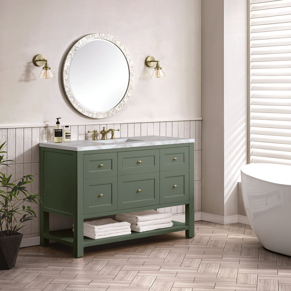 James Martin - Breckenridge 48" Single Vanity, Smokey Celadon w/ 3 CM Victorian Silver Top - 330-V48-SC-3VSL view 4