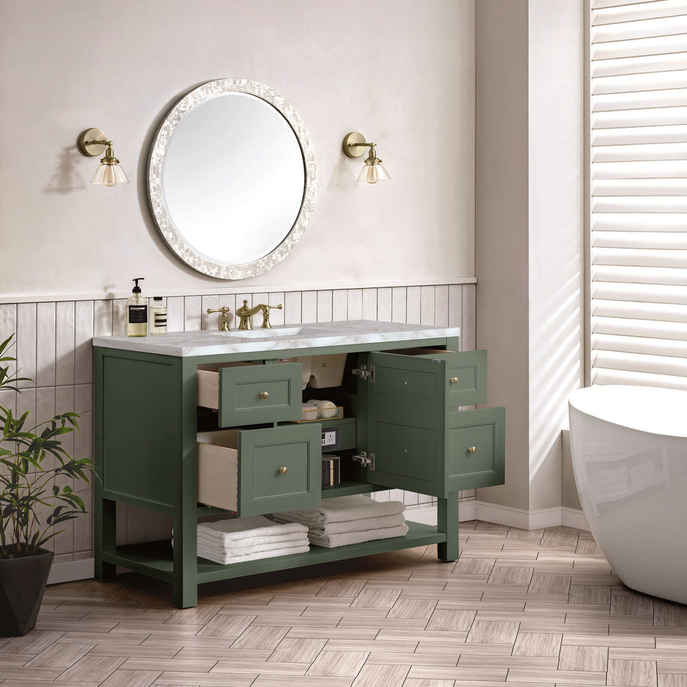 James Martin - Breckenridge 48" Single Vanity, Smokey Celadon w/ 3 CM Victorian Silver Top - 330-V48-SC-3VSL view 5
