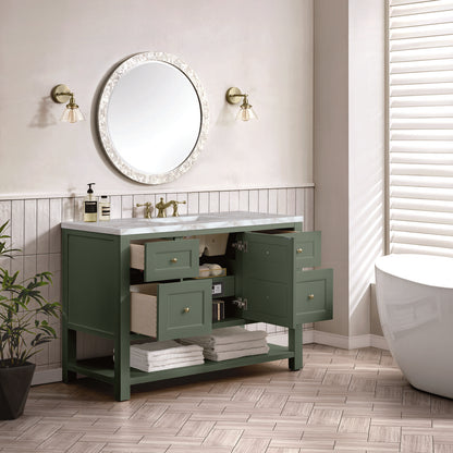 James Martin - Breckenridge 48" Single Vanity, Smokey Celadon w/ 3 CM Victorian Silver Top - 330-V48-SC-3VSL view 5