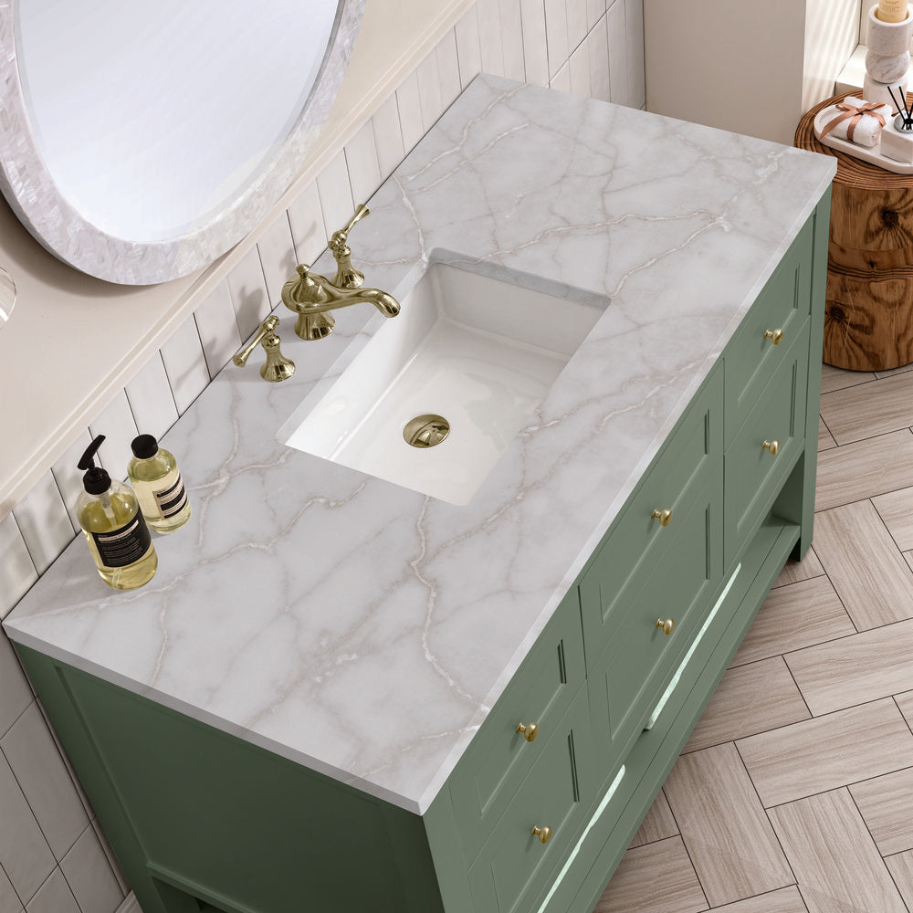 James Martin - Breckenridge 48" Single Vanity, Smokey Celadon w/ 3 CM Victorian Silver Top - 330-V48-SC-3VSL view 6