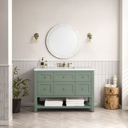 James Martin - Breckenridge 48" Single Vanity, Smokey Celadon w/ 3 CM White Zeus Top - 330-V48-SC-3WZ view 2