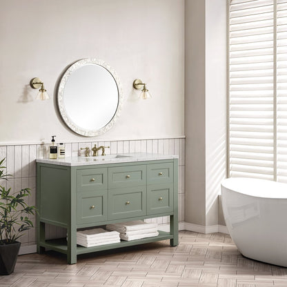 James Martin - Breckenridge 48" Single Vanity, Smokey Celadon w/ 3 CM White Zeus Top - 330-V48-SC-3WZ view 3