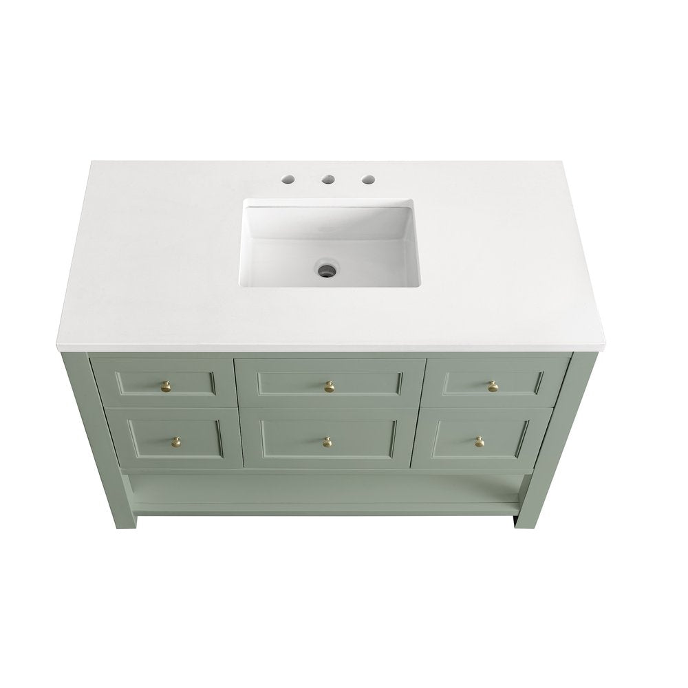 James Martin - Breckenridge 48" Single Vanity, Smokey Celadon w/ 3 CM White Zeus Top - 330-V48-SC-3WZ view 5