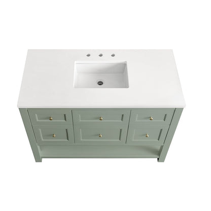 James Martin - Breckenridge 48" Single Vanity, Smokey Celadon w/ 3 CM White Zeus Top - 330-V48-SC-3WZ view 5