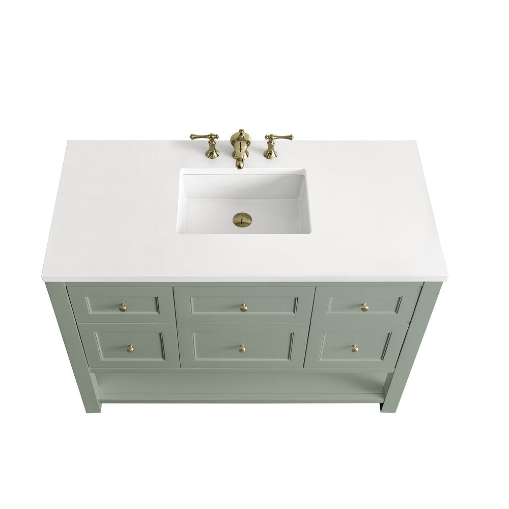 James Martin - Breckenridge 48" Single Vanity, Smokey Celadon w/ 3 CM White Zeus Top - 330-V48-SC-3WZ view 6