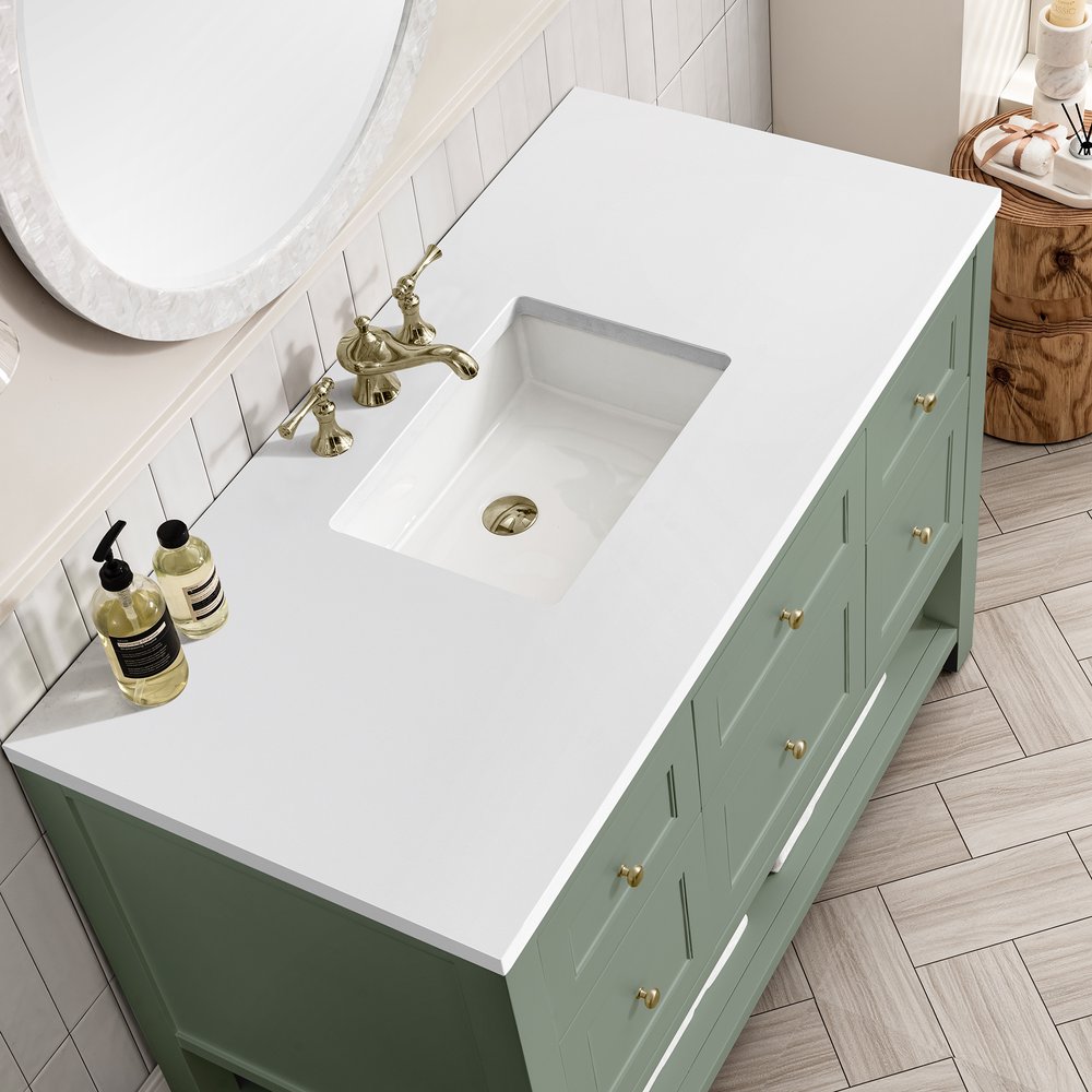 James Martin - Breckenridge 48" Single Vanity, Smokey Celadon w/ 3 CM White Zeus Top - 330-V48-SC-3WZ view 7