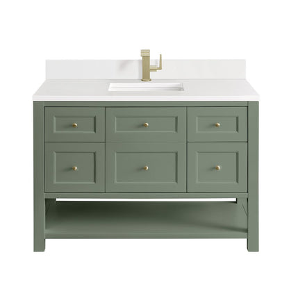 James Martin - Breckenridge 48" Single Vanity, Smokey Celadon w/ Single Hole 3 CM White Zeus Top & Backsplash - 330-V48-SC-1WZ view 1