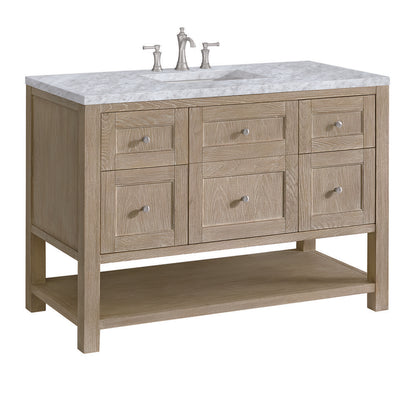 James Martin - Breckenridge 48" Single Vanity, Whitewashed Oak w/ 3 CM Carrara White Marble Top - 330-V48-WWO-3CAR view 10