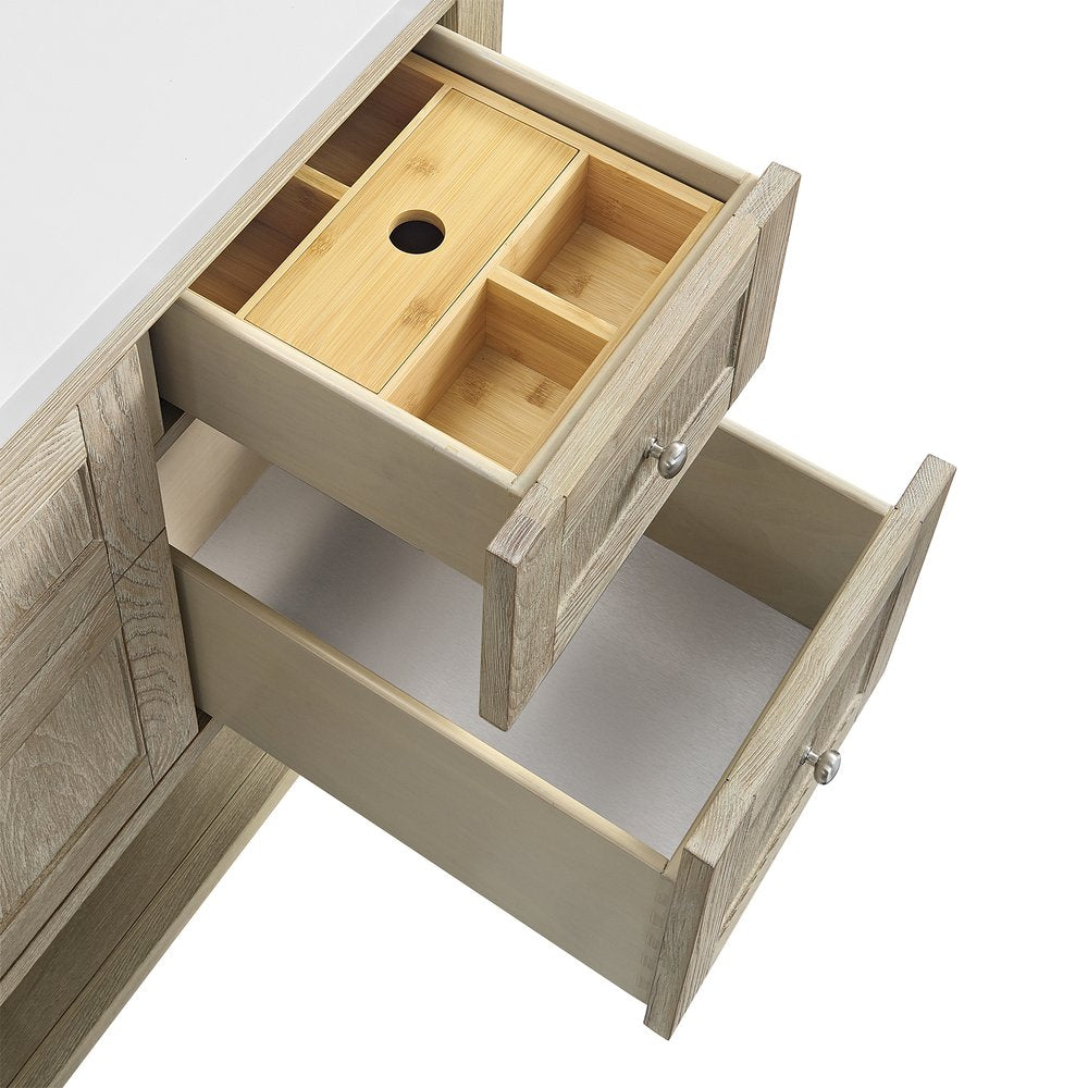 James Martin - Breckenridge 48" Single Vanity, Whitewashed Oak w/ 3 CM Carrara White Marble Top - 330-V48-WWO-3CAR view 11