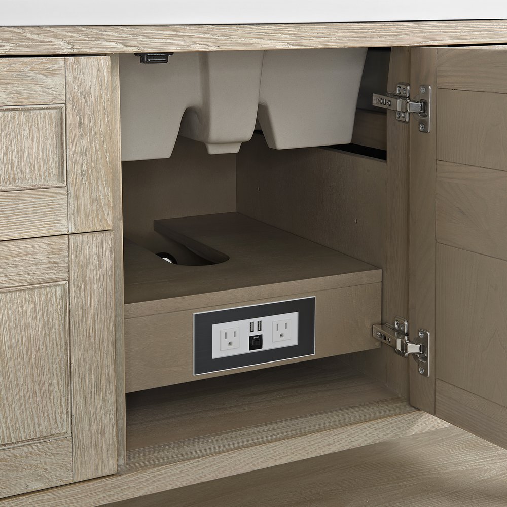 James Martin - Breckenridge 48" Single Vanity, Whitewashed Oak w/ 3 CM Carrara White Marble Top - 330-V48-WWO-3CAR view 12