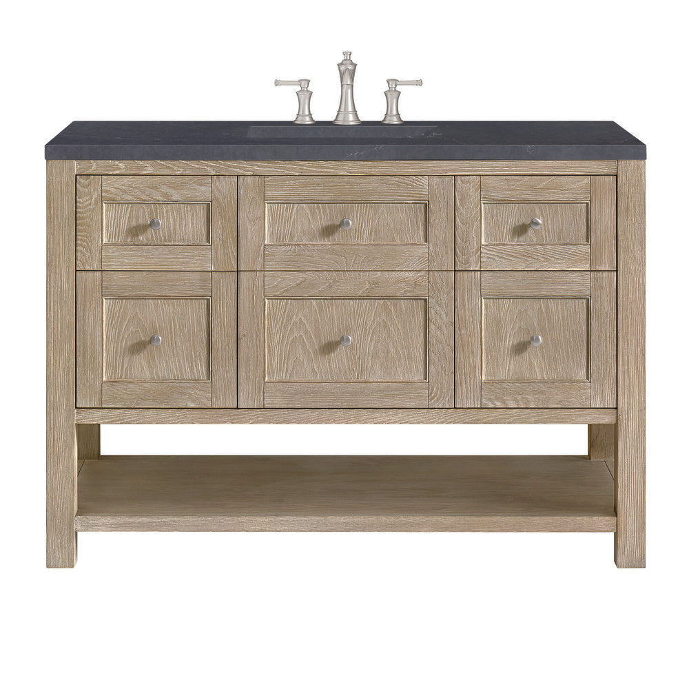 James Martin - Breckenridge 48" Single Vanity, Whitewashed Oak w/ 3 CM Charcoal Soapstone Silestone Top - 330-V48-WWO-3CSP view 1