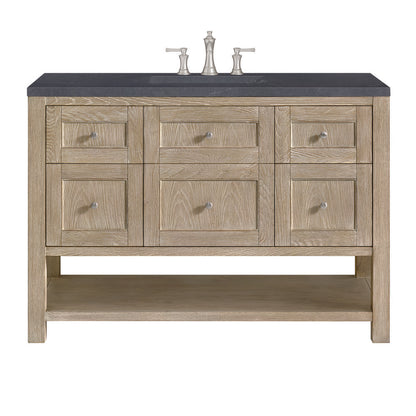 James Martin - Breckenridge 48" Single Vanity, Whitewashed Oak w/ 3 CM Charcoal Soapstone Silestone Top - 330-V48-WWO-3CSP view 1