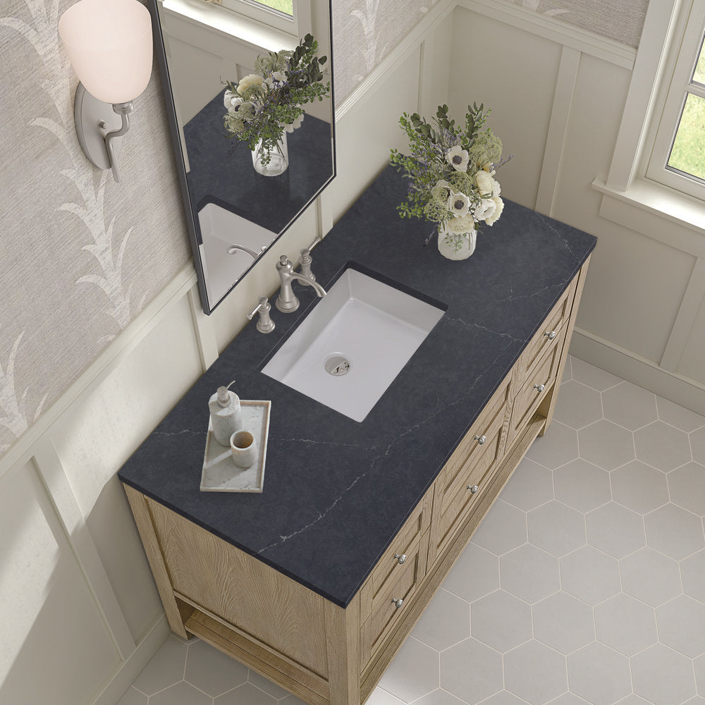 James Martin - Breckenridge 48" Single Vanity, Whitewashed Oak w/ 3 CM Charcoal Soapstone Silestone Top - 330-V48-WWO-3CSP view 7