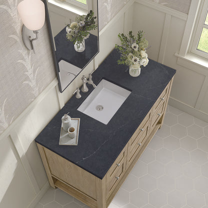 James Martin - Breckenridge 48" Single Vanity, Whitewashed Oak w/ 3 CM Charcoal Soapstone Silestone Top - 330-V48-WWO-3CSP view 7