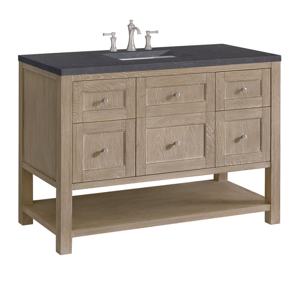 James Martin - Breckenridge 48" Single Vanity, Whitewashed Oak w/ 3 CM Charcoal Soapstone Silestone Top - 330-V48-WWO-3CSP view 10