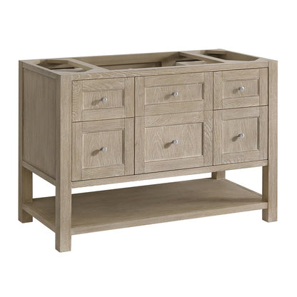 James Martin - Breckenridge 48" Single Vanity, Whitewashed Oak w/ 3 CM Eternal Jasmine Pearl Silestone Top - 330-V48-WWO-3EJP view 2