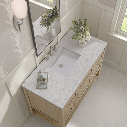 James Martin - Breckenridge 48" Single Vanity, Whitewashed Oak w/ 3 CM Eternal Jasmine Pearl Silestone Top - 330-V48-WWO-3EJP view 7