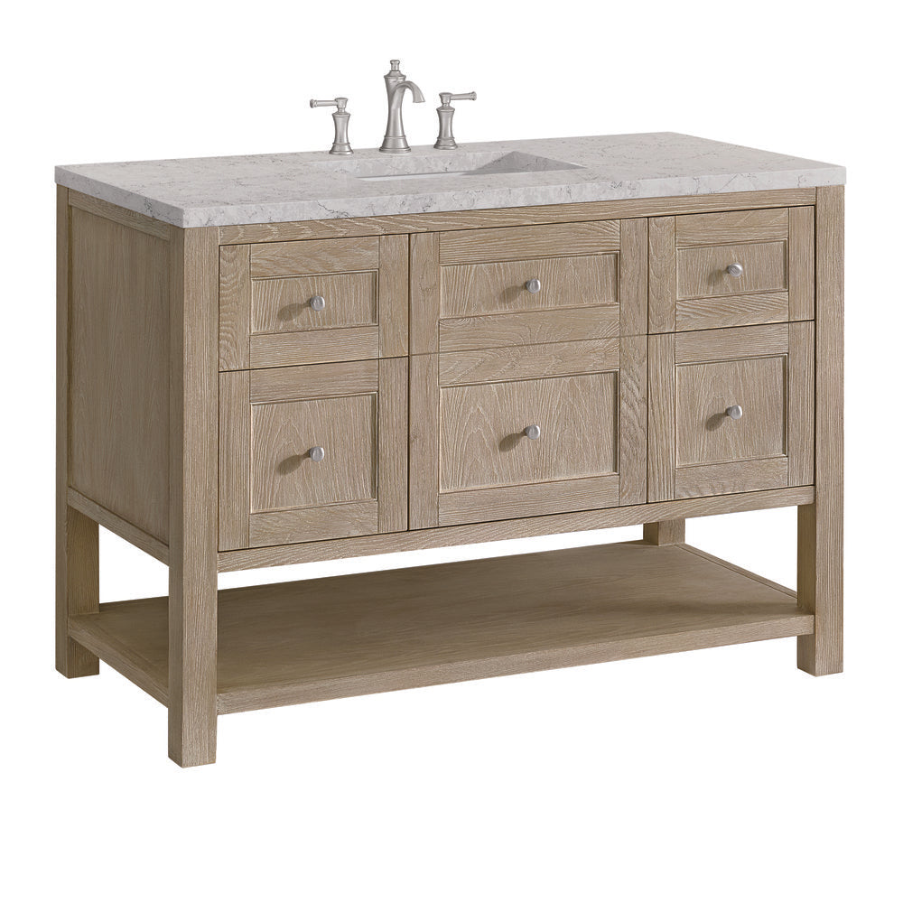 James Martin - Breckenridge 48" Single Vanity, Whitewashed Oak w/ 3 CM Eternal Jasmine Pearl Silestone Top - 330-V48-WWO-3EJP view 10