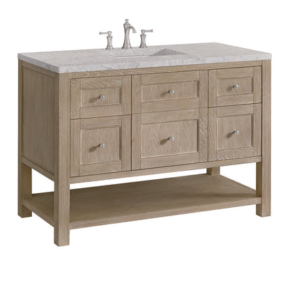 James Martin - Breckenridge 48" Single Vanity, Whitewashed Oak w/ 3 CM Eternal Jasmine Pearl Silestone Top - 330-V48-WWO-3EJP view 10