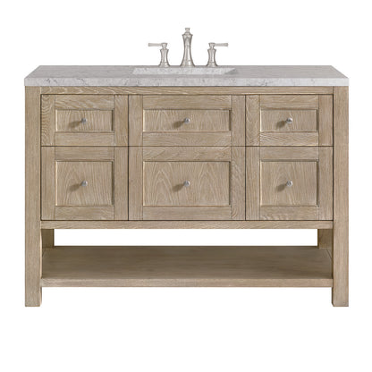 James Martin - Breckenridge 48" Single Vanity, Whitewashed Oak w/ 3 CM Eternal Jasmine Pearl Silestone Top w/FreePower Wireless Charger - 330-V48-WWO-FEJP view 1