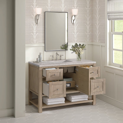 James Martin - Breckenridge 48" Single Vanity, Whitewashed Oak w/ 3 CM Eternal Jasmine Pearl Silestone Top w/FreePower Wireless Charger - 330-V48-WWO-FEJP view 6